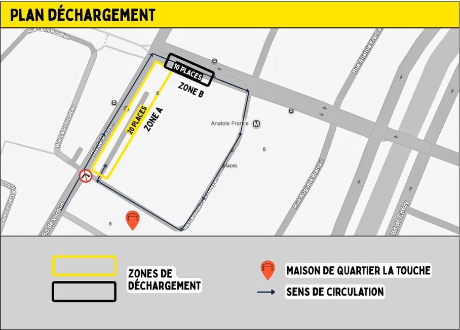 Plan des zones de déchargement