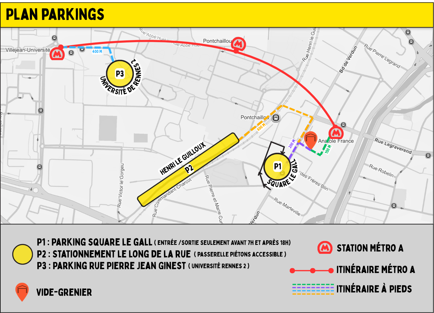 Plan des parkings disponibles